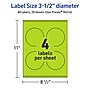 Avery Laser/Inkjet Multipurpose Circle Labels, 3.5" Dia., Bright Green, 80/Pack (94514)~#|#~7B39D105-F6B7-413C-9EDA231FFC2D44EA_sc7