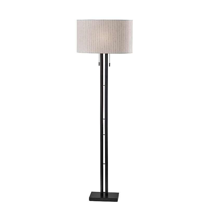 Adesso Foster 62"H Black Floor Lamp with Off-White Linen Shade (4360-01) image 1