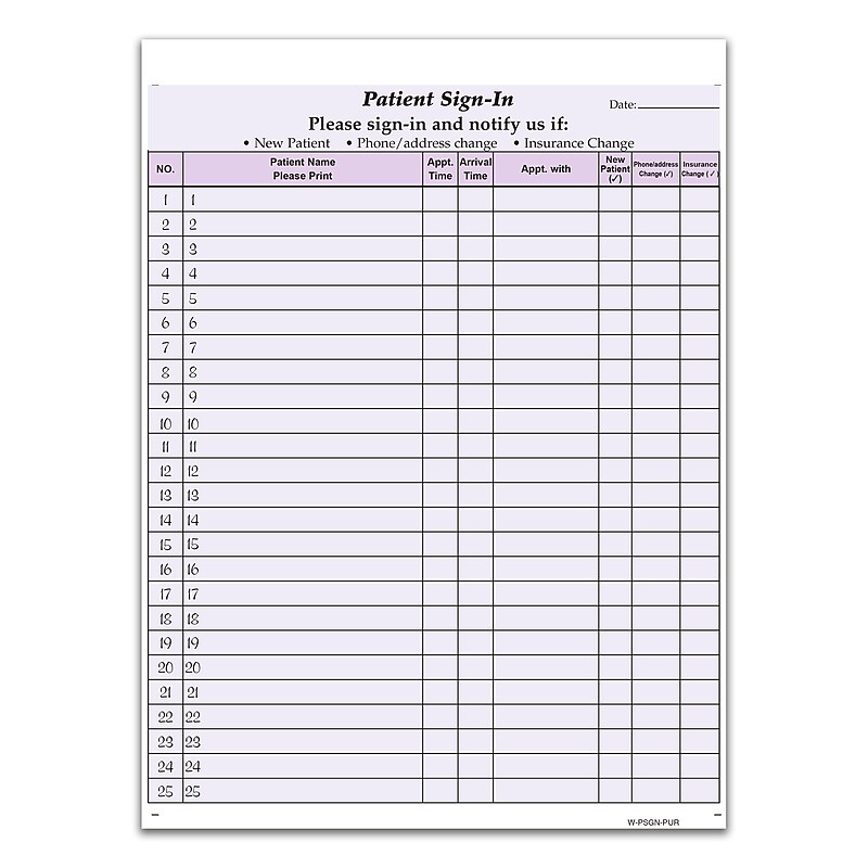 Cosco Patient Confidential Sign-In Forms, 3-Part, 125 Forms/Pack (074043) image 1