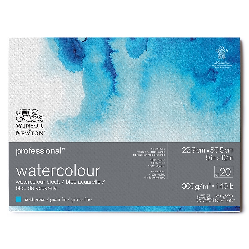Winsor & Newton Professional Watercolor Block, 9" x 12", White, 20/Sheets (WNX6664002) image 1