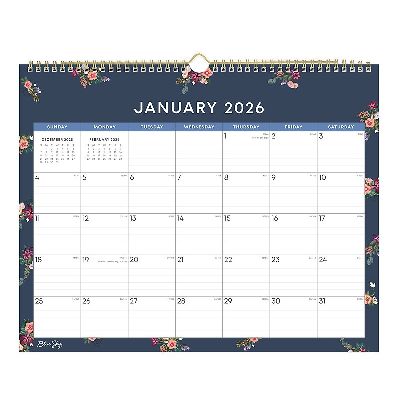 2026 Blue Sky Ashlyn Navy 15" x 12" Monthly Wall Calendar, Assorted Colors (148617-26) image 1