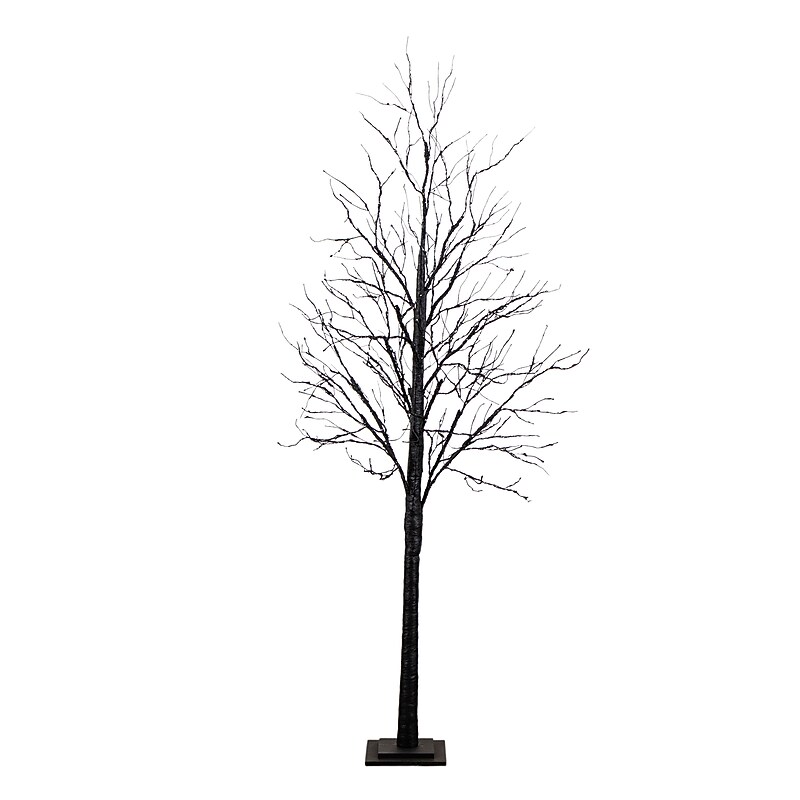 Nearly Natural Pre-Lit Halloween Black Twig Artificial Tree, 7' (T5168) image 1