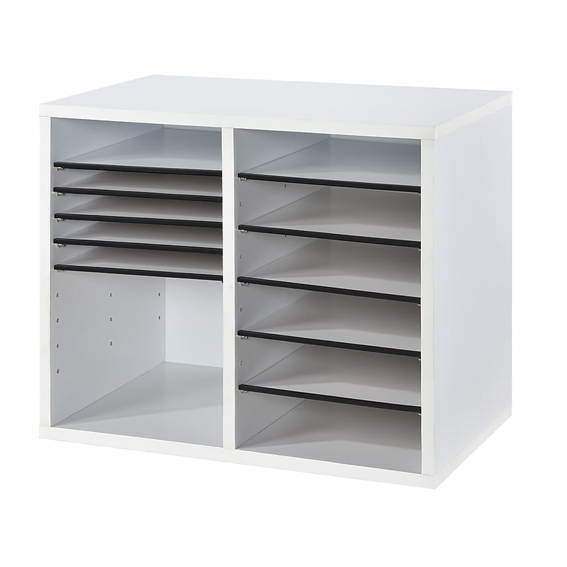 AdirOffice 500 Series 12-Compartment Literature Organizer, 20" x 11.8", White (500-12-WHI) image 1