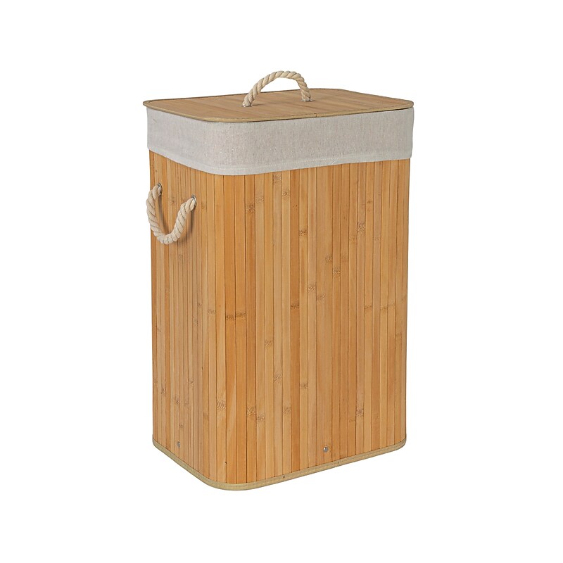 Household Essentials 19-Gallon 1-Section Hamper with Lid, Bamboo, Natural (HE1221) image 1
