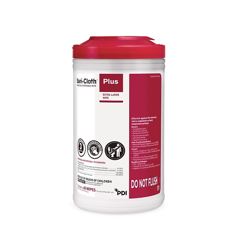 PDI Sani-Cloth Plus Disinfecting Wipes, 65 Wipes/Container (Q85084) image 1