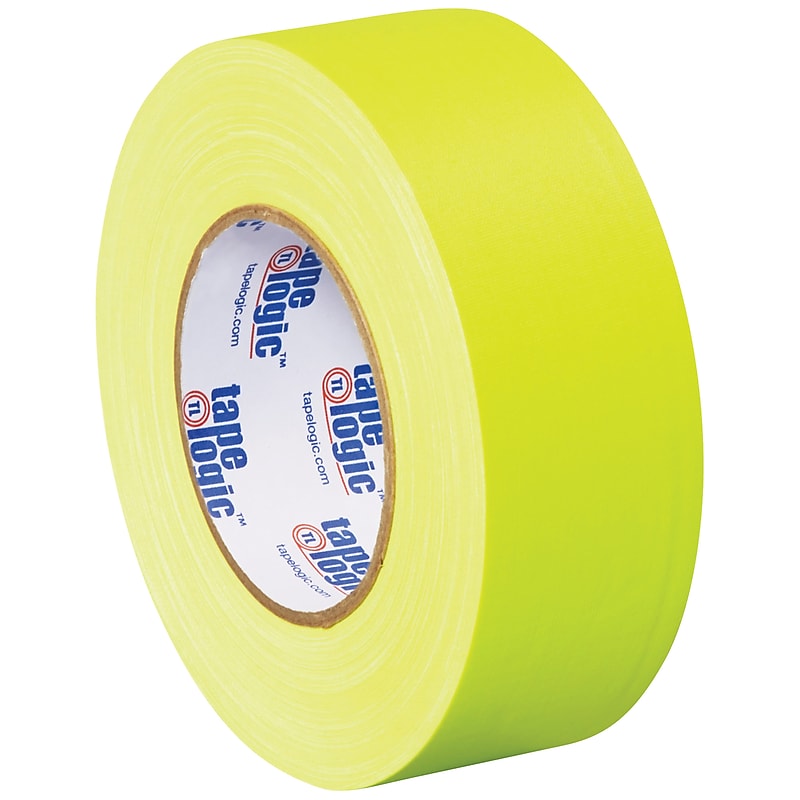Tape Logic Non-Reflective Gaffers Tape, 2" x 50 yds., Fluorescent Yellow, 3/Carton (T9874FY3PK) image 1