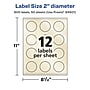 Avery Laser/Inkjet Round Multipurpose Labels, 2" Dia., Ivory, 600 Labels/Box (94501)~#|#~7B62A63C-2778-44D6-A3DE903296295C93_sc7