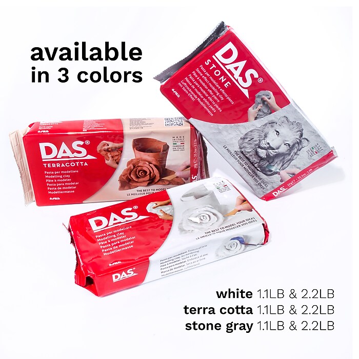 新品DAS モデリングクレイ 1kg 3個セット　イタリア製 DAS Modeling Clay Air Hardening, White, 1.1lb, 3/Bundle