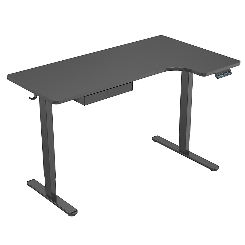 Mount-It! MI-15002 57"W L-Shaped Adjustable Particle Board Standing Desk, Black (MI-15002) image 1