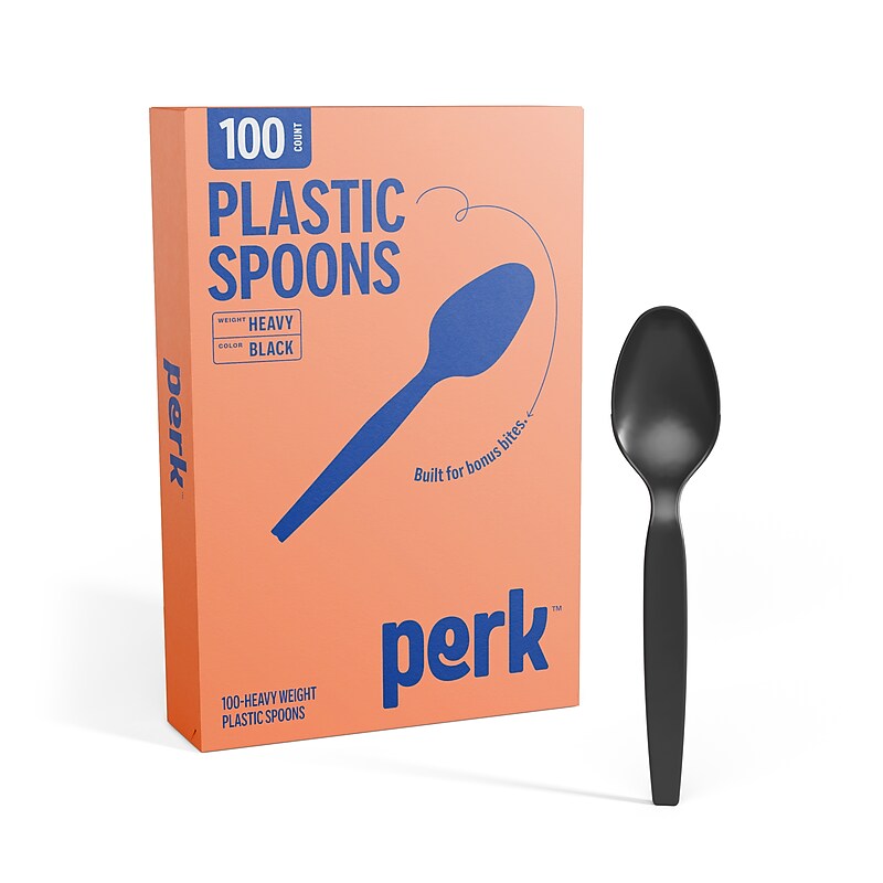 Perk™ Polystyrene Spoon, Heavy-Weight, Black, 100/Pack (PK56395) image 1