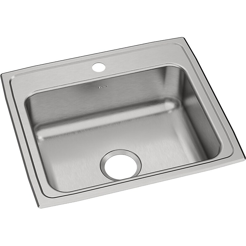 Elkay Celebrity 1-Hole Single-Bowl Drop-In Kitchen Sink, 19.5" x 22" x 7.13", Stainless Steel, Brushed Satin (PSR17201) image 1