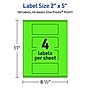 Avery Laser/Inkjet Multipurpose Rectangle Labels, 2" x 5", Neon Green, 160/Pack (94241)~#|#~7B72EF21-F23B-4B61-BEB5DFD0395CC329_sc7