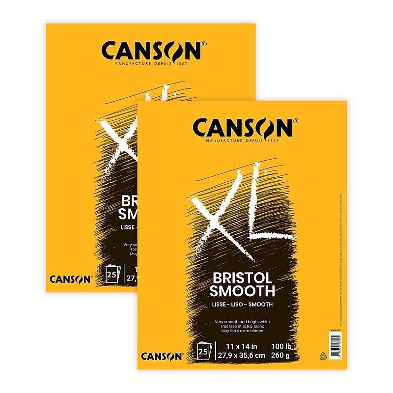 Canson XL Series 11" x 14" Bristol Sketch Pad, 25 Sheets/Pad, 2/Bundle (MCXC400061835-2) image 1