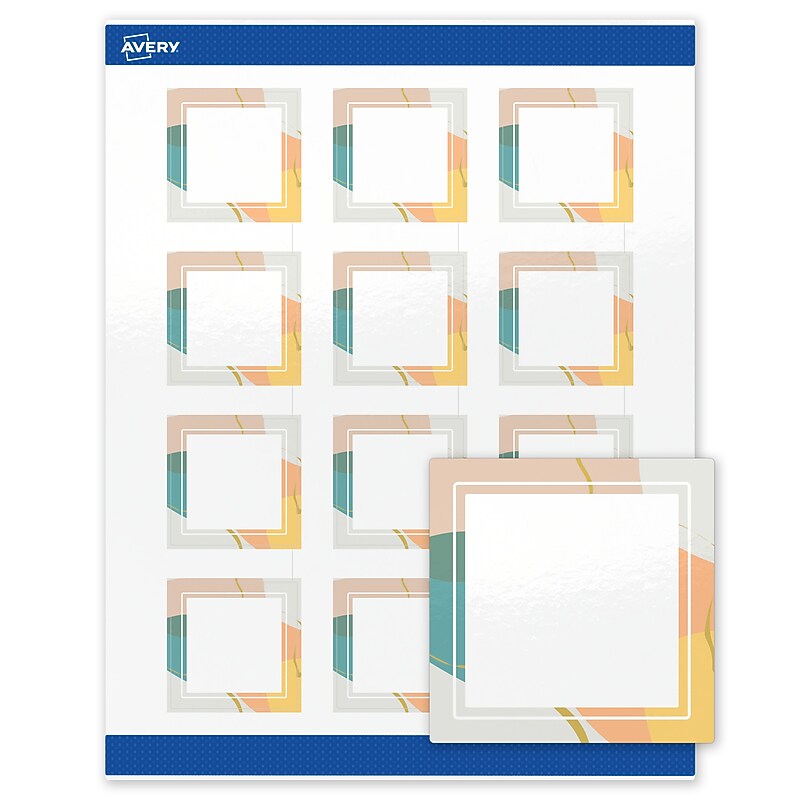 Avery Square Laser/Inkjet Multipurpose Labels, 2" x 2", White, 120/Pack (19479371098) image 1