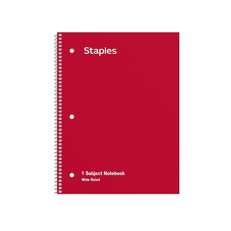 Staples 1-Subject Notebooks, 8" x 10.5", Wide Ruled, 70 Sheets, Assorted Colors, 72/Pack (TR11667CT) image 1