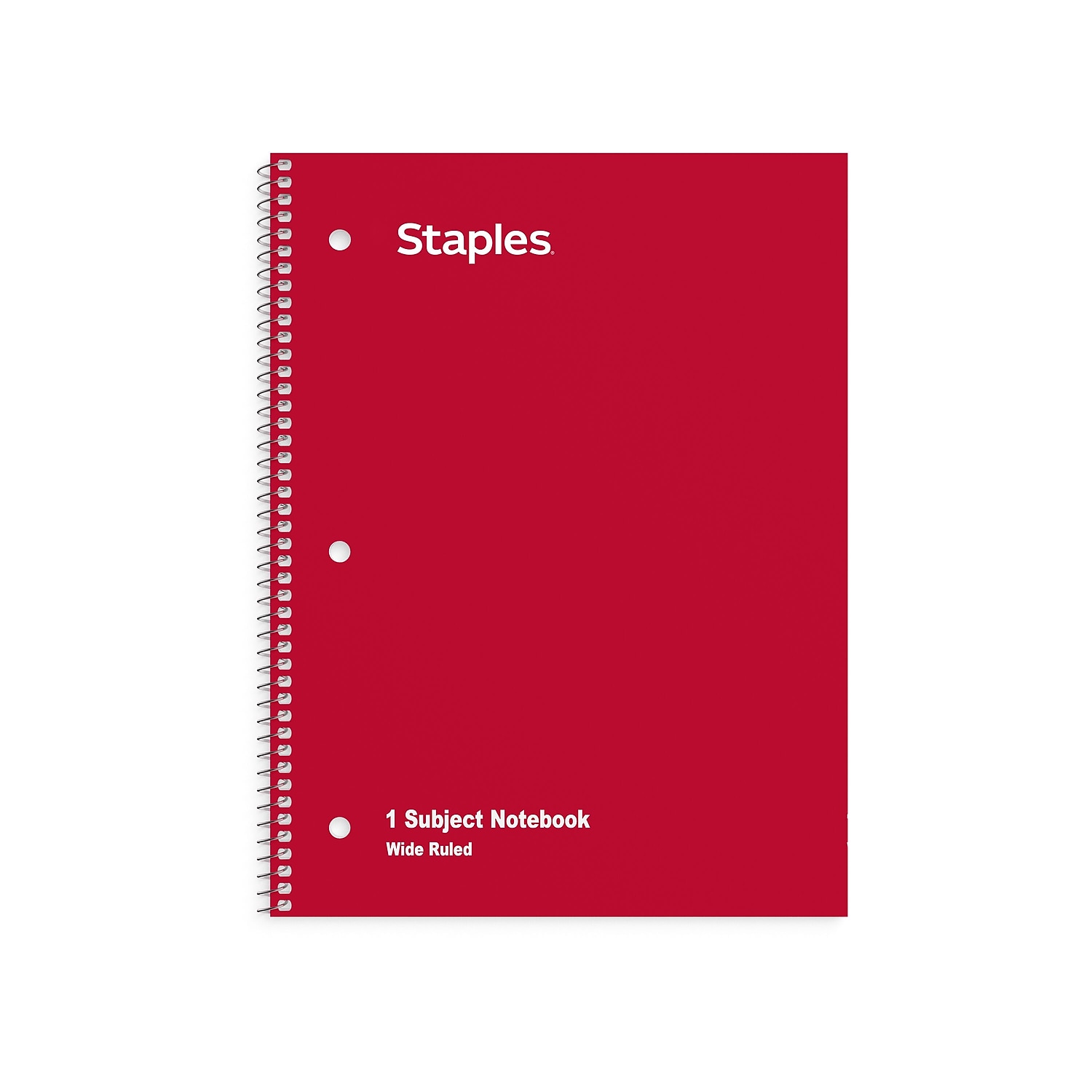 Staples 1-Subject Notebooks 8" x 10.5" Wide Ruled 70 Sheets Assorted Colors