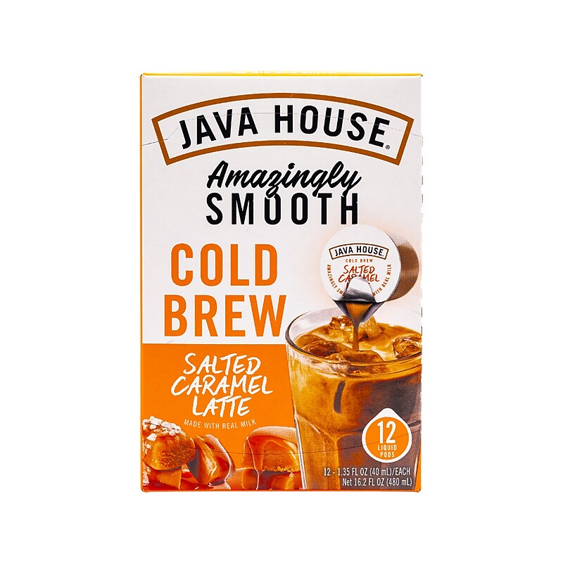 Java House Salted Caramel Latte Cold Brew Coffee Pods, Medium Roast, 12/Carton (FC900L30) image 1