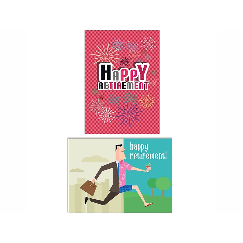Better Office Retirement Cards with Envelopes, 7" x 5", Assorted Colors, 2/Pack (64622-2PK) image 1
