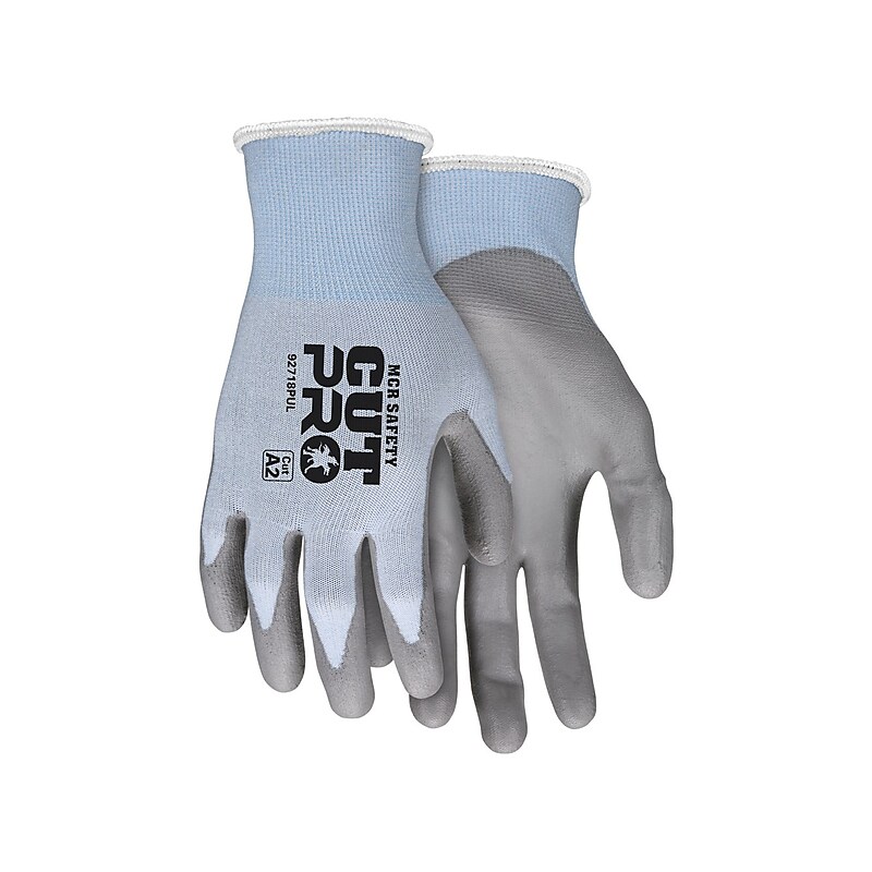 MCR Safety Cut Pro Hypermax Fiber/Polyurethane Work Gloves, Blue/Gray, XS, Pair (92718PUXS) image 1