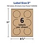 Avery Laser/Inkjet Burst Multipurpose Labels, 3" Dia., Kraft Brown, 150 Labels/Pack ( 94609)~#|#~7B91F555-15AA-4E24-AFDBC81114198A86_sc7