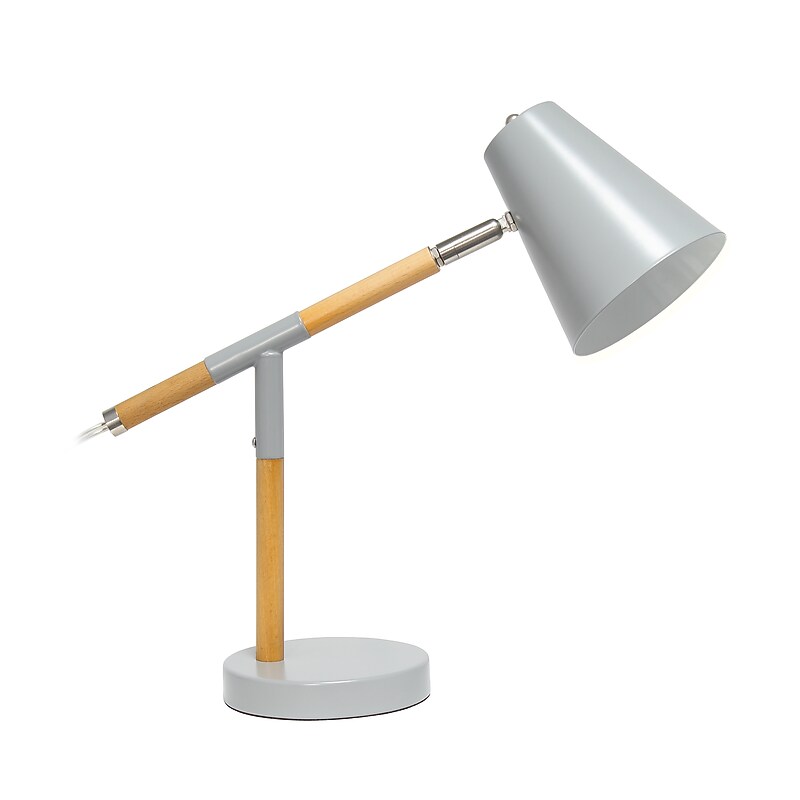 Creekwood Home Nordic LED Desk Lamp, 15.5", Matte Gray/Wood (CWD-1020-GY) image 1
