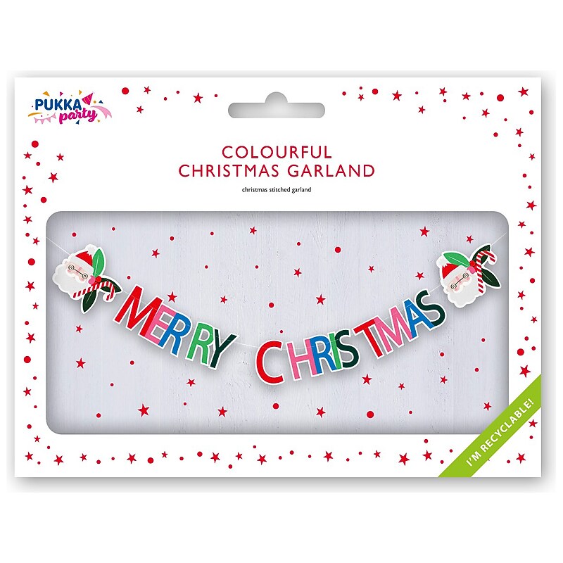 Pukka Party Merry Christmas Stitched Garland, Multicolor (PTY532) image 1