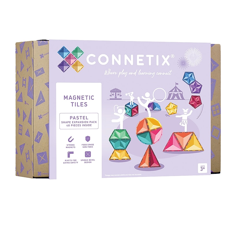 Connetix Magnetic Tiles Pastel Shape Expansion Pack, 48 Pieces (CNTP00048SE) image 1