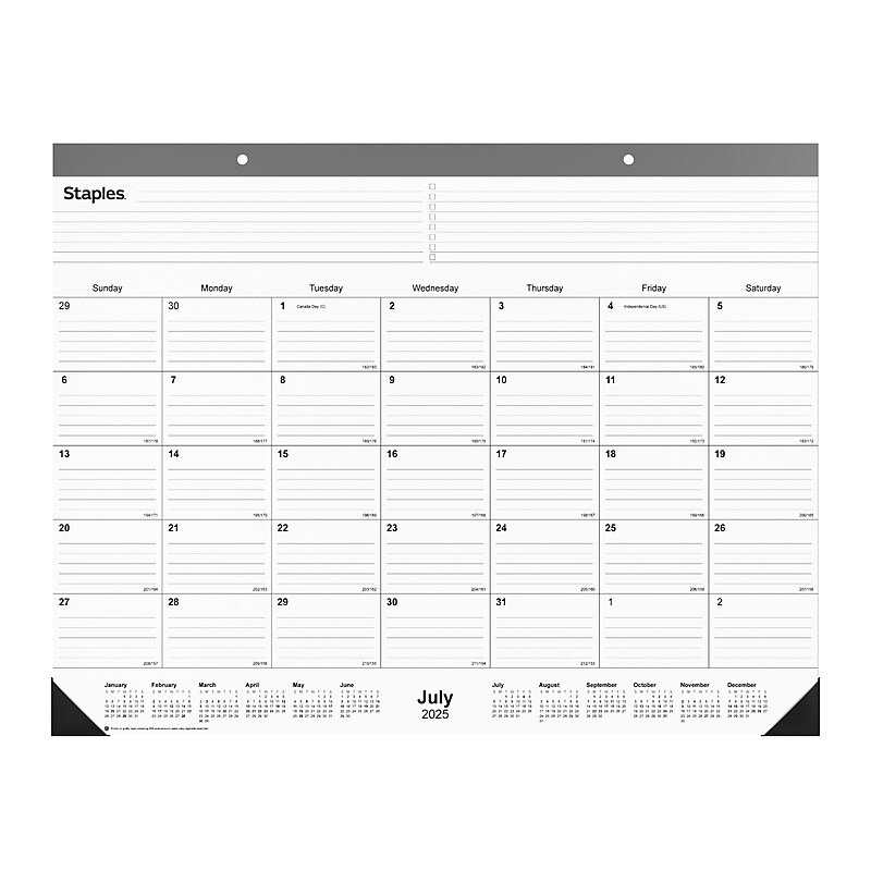 2025-2026 Staples 22" x 17" Academic Monthly Desk Pad Calendar, Gray (ST59496-25) image 1