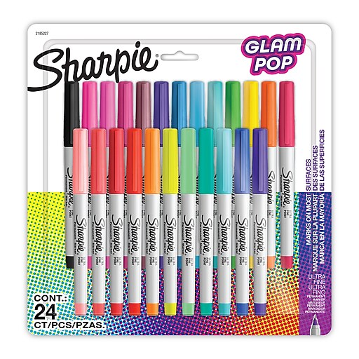 SHARPIE Color Burst Permanent Markers, Fine Point, Assorted Colors, 24 Count