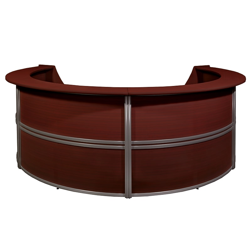 Regency Marque 142"W Curved Reception Desk Workstation, Mahogany (77294MH) image 1