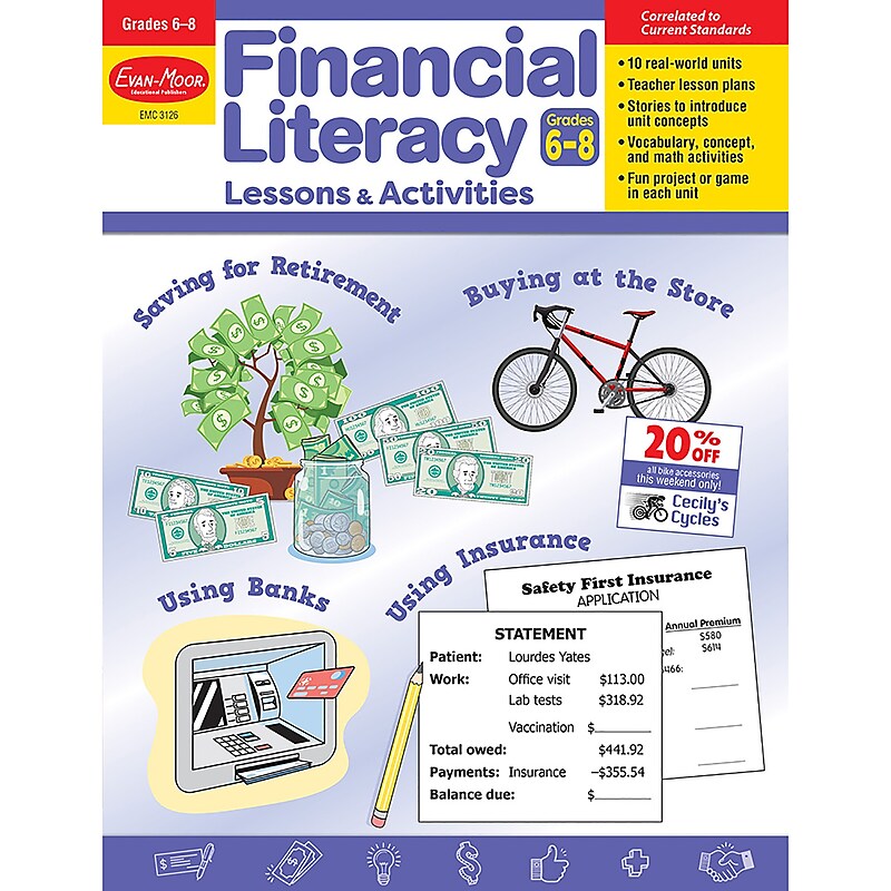 Evan-Moor Educational Publishers Financial Literacy Lessons & Activities, Grade 6 (EMC3126) image 1