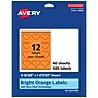 Avery Heart Shaped Multipurpose Labels, 2-9/32" x 1-27/32", Bright Orange, 480/Pack (94603)~#|#~7BD4D12E-0E98-4C3D-AD30530473D4F843_sc7