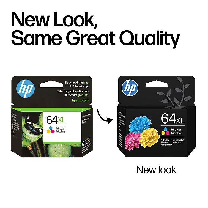 HP 64XL Tri-Color High Yield Ink Cartridge, Prints Up to 415 Pages