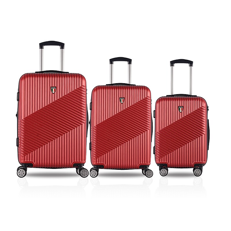 TUCCI 3-Piece Hardside Spinner Carry-On Luggage Set, TSA Checkpoint Friendly, Burgundy (T0269-03PC-BGDY) image 1