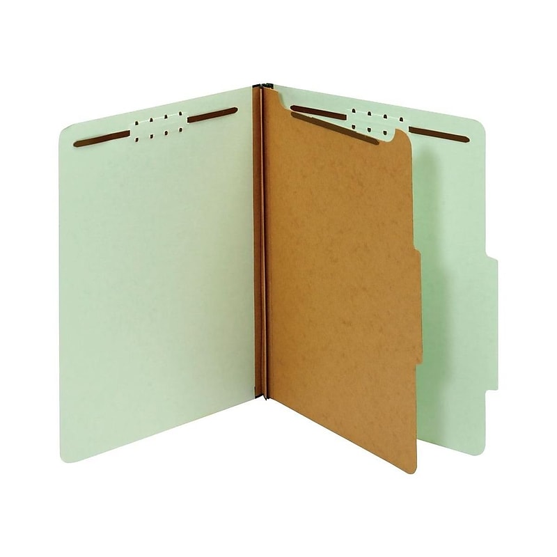 Pendaflex Recycled Pressboard Classification Folder, 1-Divider, 1 3/4" Expansion, Legal Size, Light Green, 10/Box (28776R) image 1