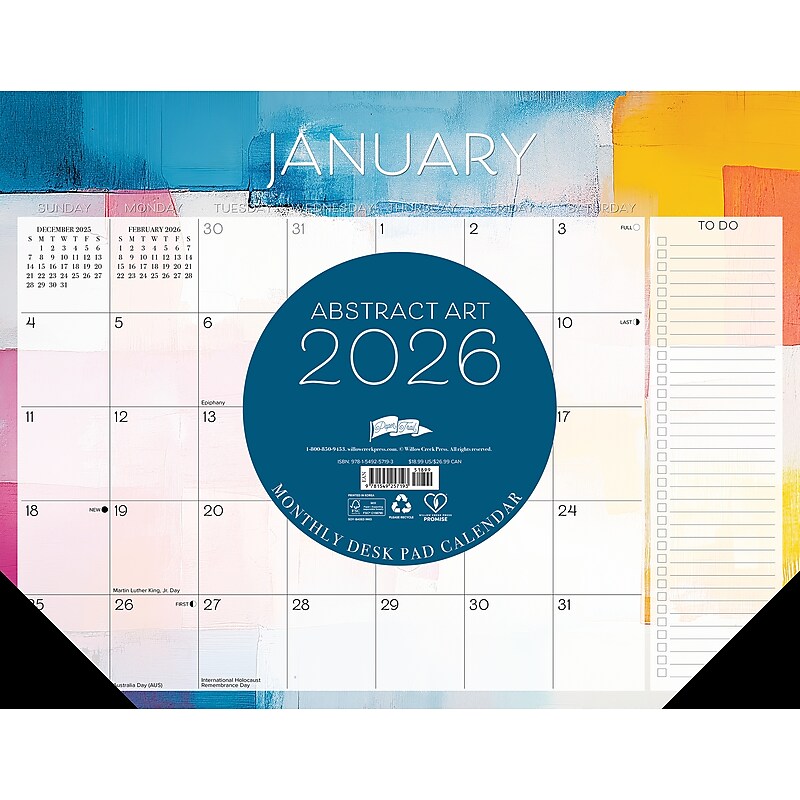 2026 Willow Creek Abstract Art 22" x 17" Weekly & Monthly Desk Pad Calendar (57193) image 1