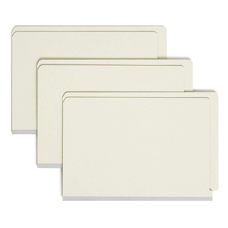 Smead Shelf-Master 100% Recycled Heavy Duty End Tab File Folders, Straight Cut, Letter Size, Gray-Green, 25/Box (SMD26200) image 1