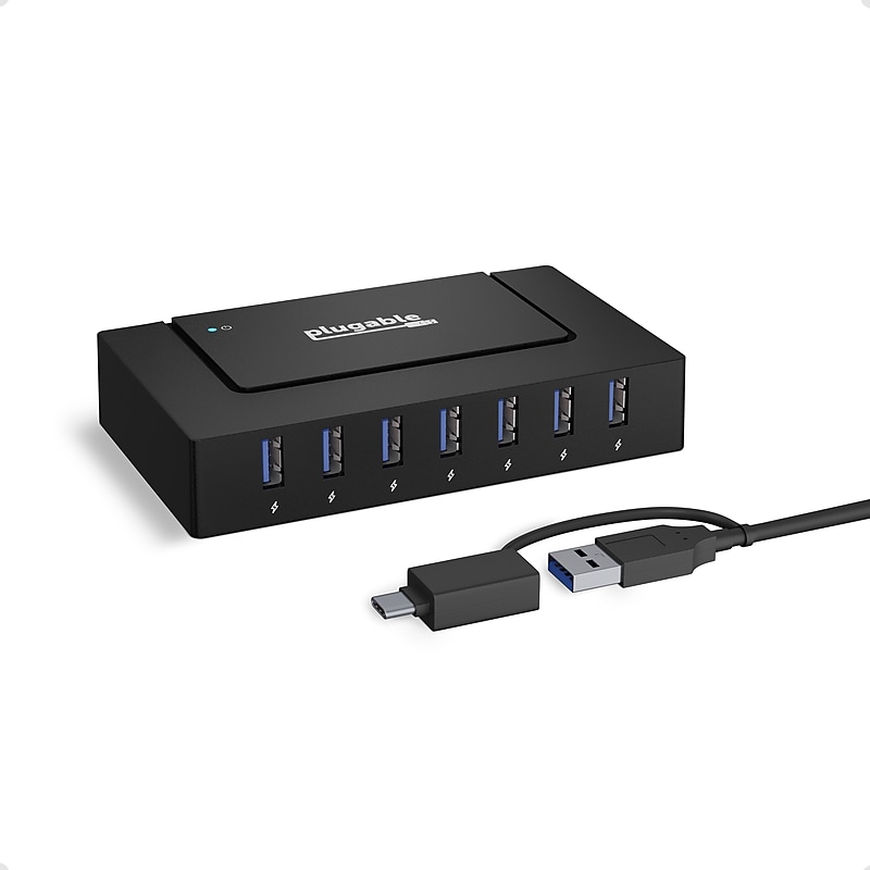 Plugable 7-in-1 Charging Hub with Data Transfer for USB-C or USB 3.0 Laptops image 1