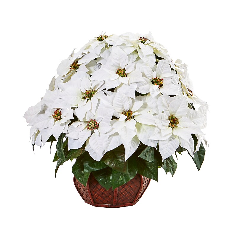 Nearly Natural Artificial Poinsettia Arrangement, 24" (A1044) image 1