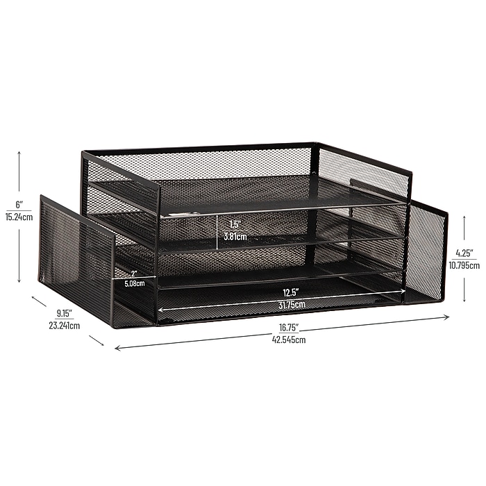 Goldbearuk Organizer Da Porta In Metallo Nero – Portariviste E Portalettere Minimal A Strati, Stile Industriale - 3