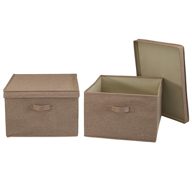 Household Essentials Extra Large Stackable Folding Fabric Storage Bin, 10" x 16"x 19", 52.64 Qt., Beige, 2/Pack (7815-1) image 1