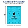 Avery Printable Circle Multipurpose Labels, 2.75" Dia., Bright Blue, 120/Pack (94512)~#|#~7C015313-7DAA-4ED1-A44C7F70901D416E_sc7
