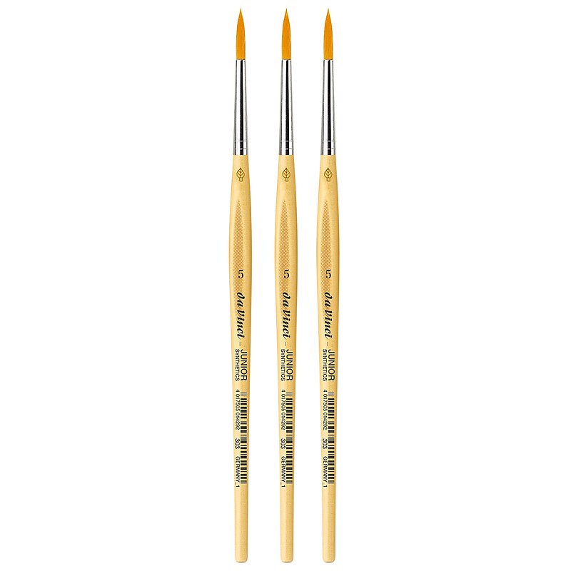 da Vinci JUNIOR Synthetics Tempera Synthetic Bristle Round, Size 5 Student Brush, 3/Pack (DVXVA3035-3) image 1