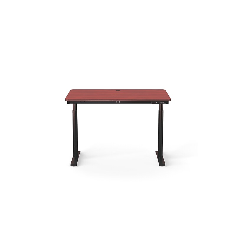 VersaDesk PowerLift 48"W Electric Rectangular Adjustable Standing Desk, Cherry/Black (PLSDR4830-BC-APP) image 1