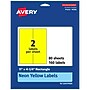 Avery Laser/Inkjet Rectangle Multipurpose Labels, 11" x 4.25", Neon Yellow, 160/Box (94266)~#|#~7C0A590F-C90D-41CF-908F9FB5C59C84A7_sc7