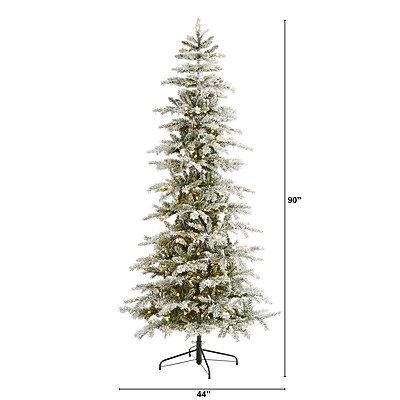 Nearly Natural 7.5' Slim Flocked Nova Scotia Spruce Artificial Christmas Tree - Thumbnail 2