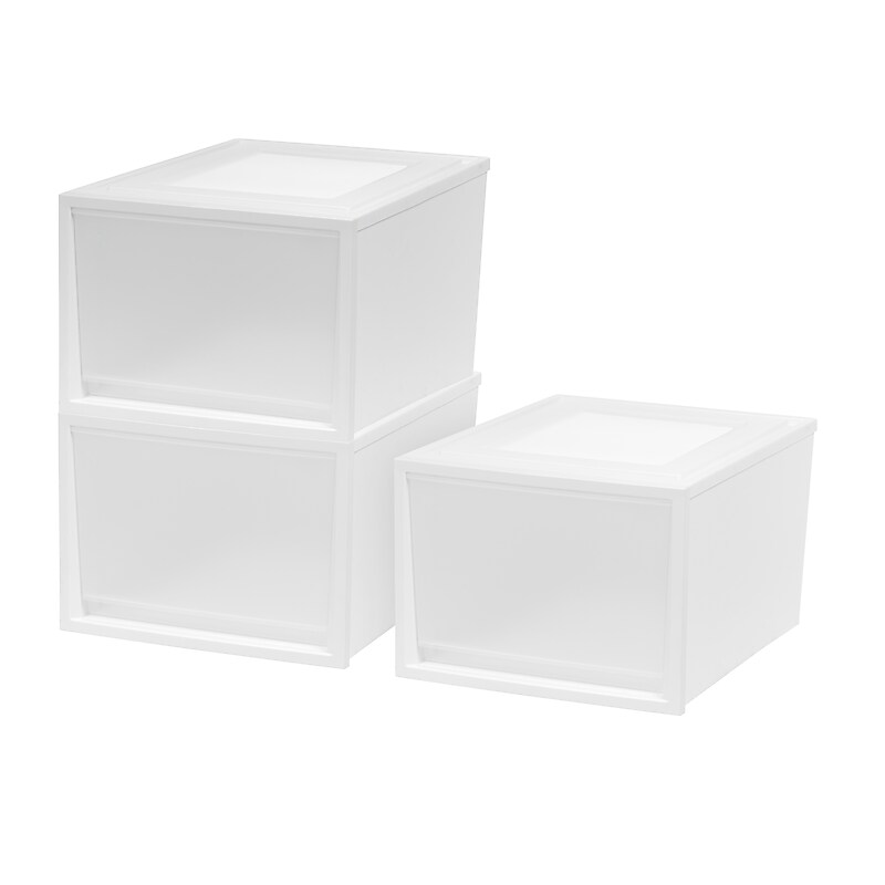 Iris Stackable Storage Drawer, White, 3/Pack (591055) image 1