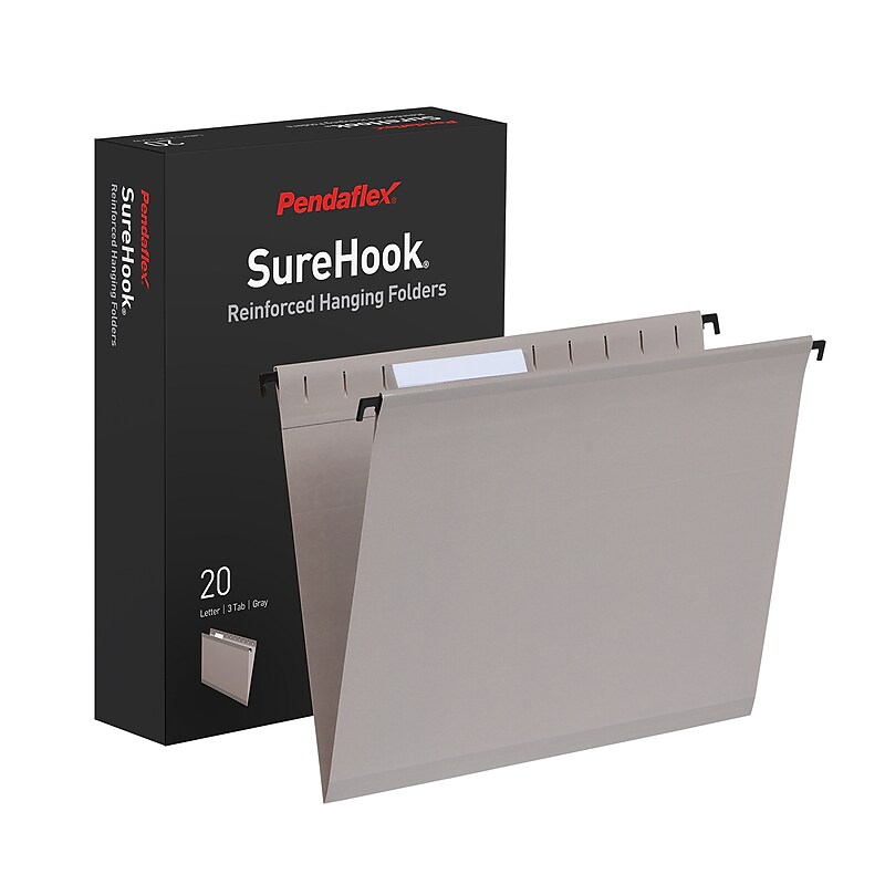 Pendaflex Heavy Duty Reinforced Hanging File Folder, Straight, Letter, Light gray, 20/Box (1006981) image 1