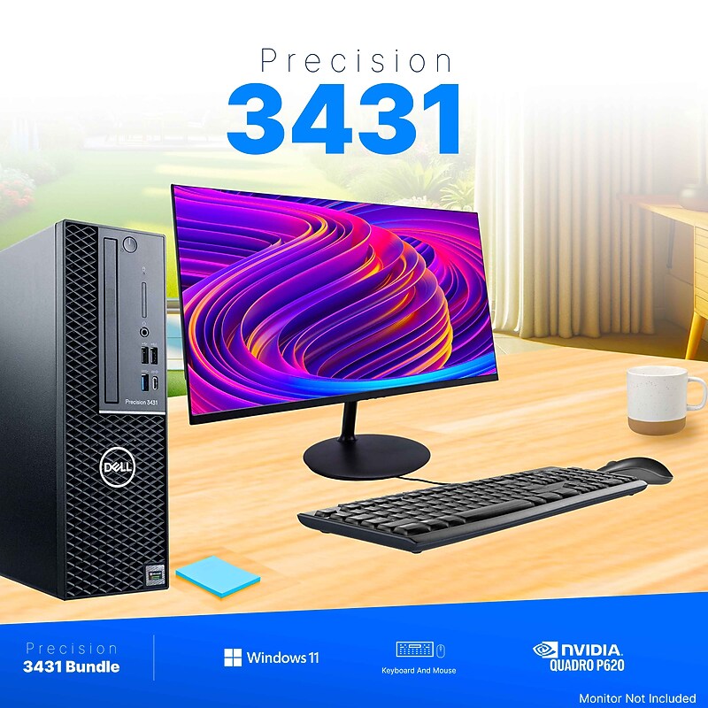 Dell Precision Refurbished Desktop Computer with 24" Monitor, Intel Core i5-9500, 16GB RAM, 1TB SSD, Windows 11 Pro image 1