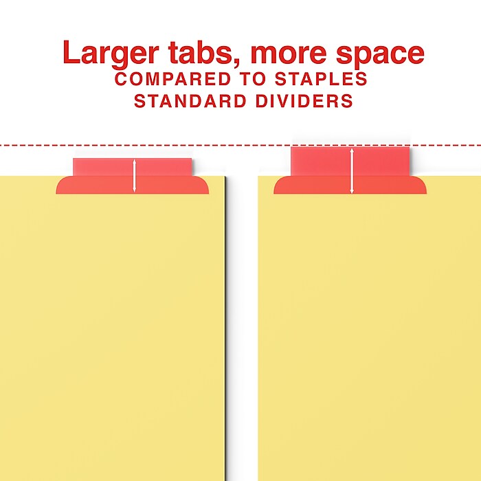 Staples Large Tab Insertable Dividers, 8 Tabs, Assorted